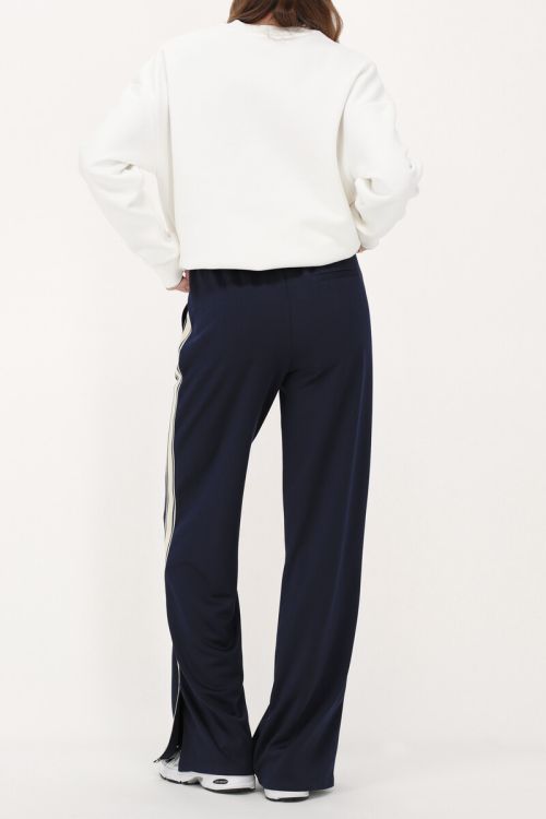 Dark blue wide-leg trousers with tape | My Jewellery