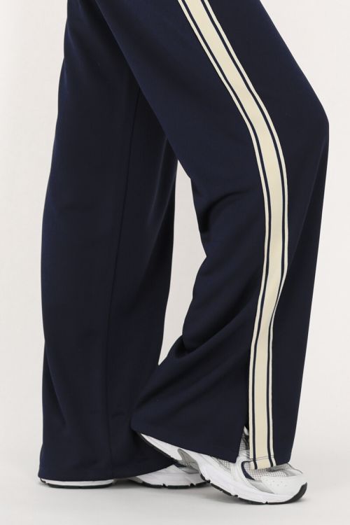 Dark blue wide-leg trousers with tape | My Jewellery