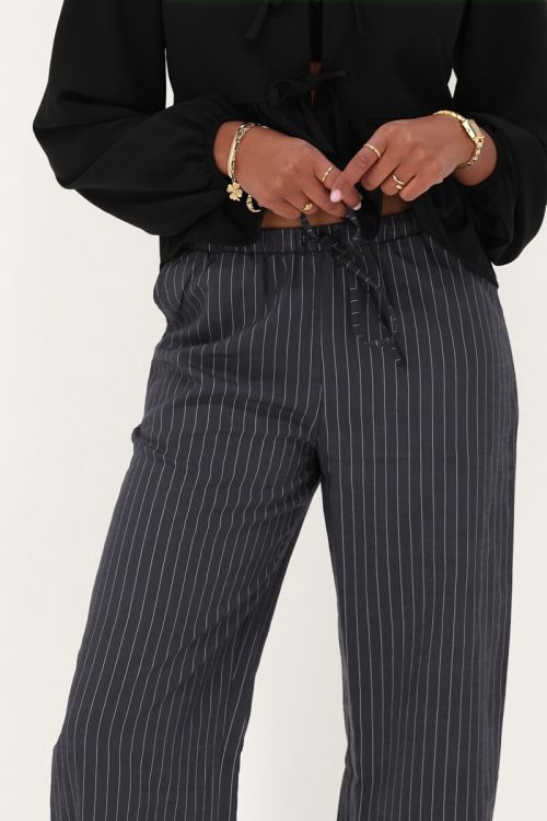 dark blue wide leg trousers with stripes | My Jewellery
