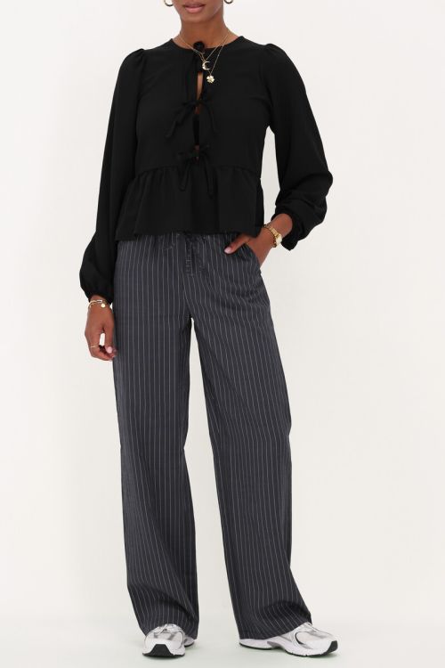 dark blue wide leg trousers with stripes | My Jewellery