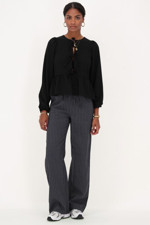 dark blue wide leg trousers with stripes | My Jewellery