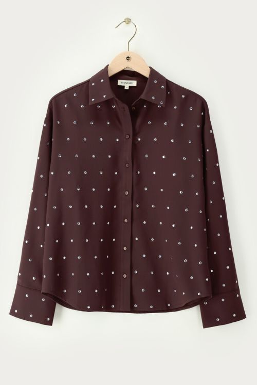 Dark brown blouse with silver studs | My Jewellery