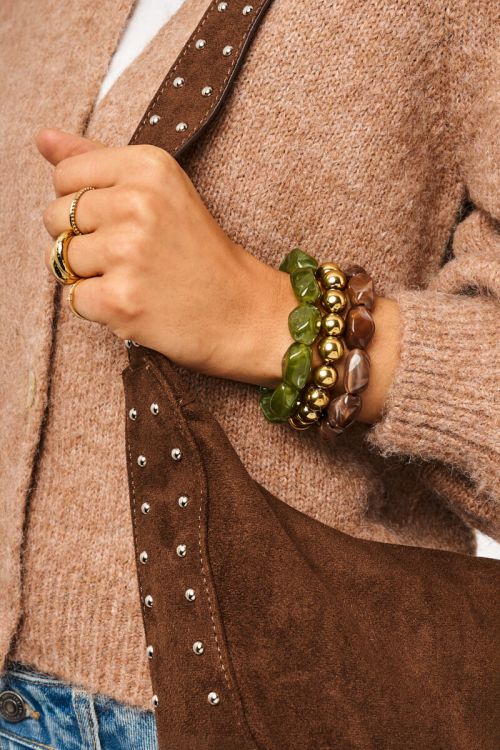 Green bracelet with oval beads | MYyJewellery