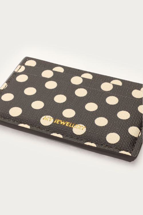 Dark brown card holder with polka dot | My Jewellery