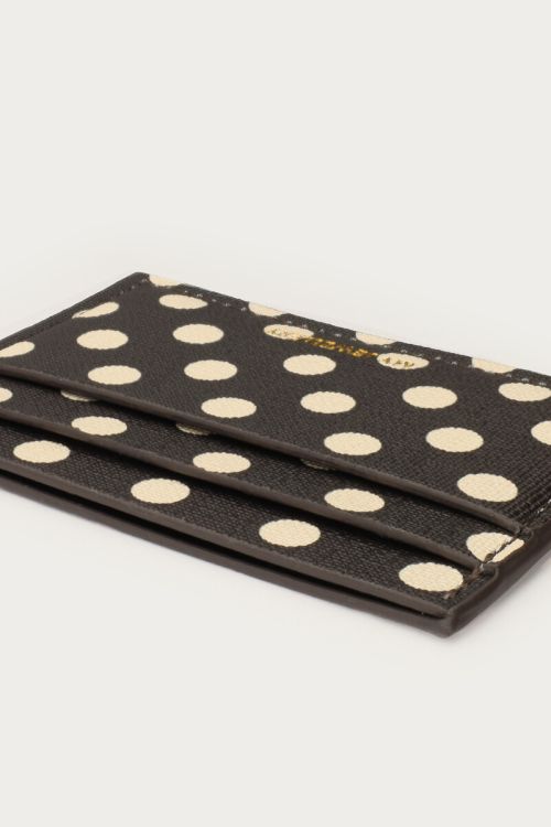 Dark brown card holder with polka dot | My Jewellery