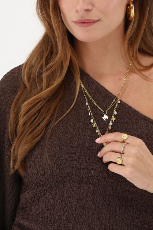 Dark brown one-shoulder crêpe top | My Jewellery