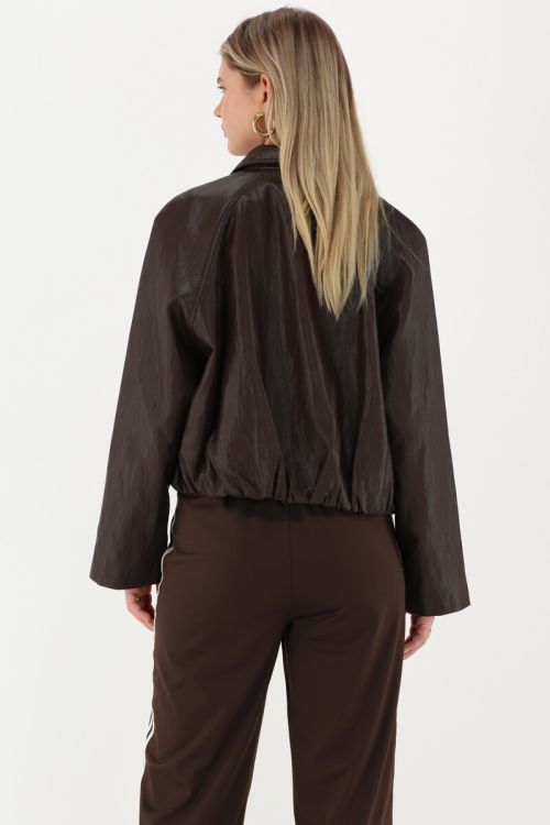 Dark brown PU bomber jacket | My Jewellery