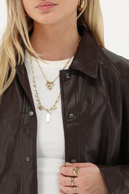 Dark brown PU bomber jacket | My Jewellery