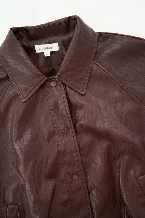 Dark brown PU bomber jacket | My Jewellery