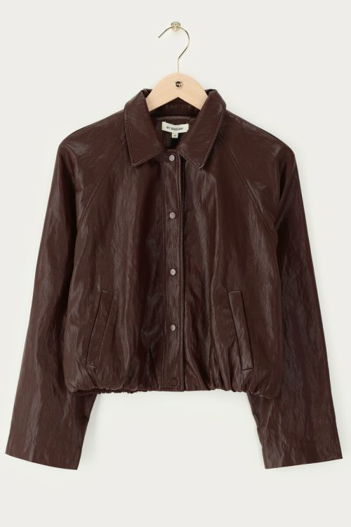 Dark brown PU bomber jacket | My Jewellery