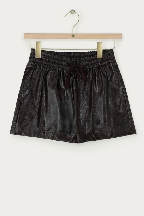 Dark brown PU shorts