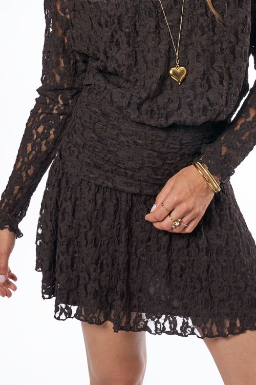 Dark brown short lace dress | My Jewellery