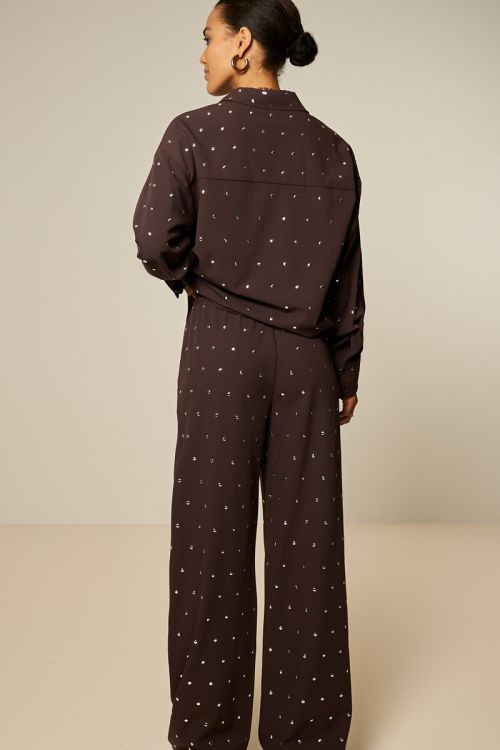 Dark brown pants with silver studs | My Jewellery