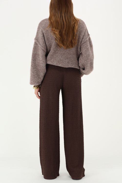 Dark brown wide leg crêpe trousers | My Jewellery