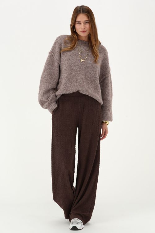 Dark brown wide leg crêpe trousers | My Jewellery