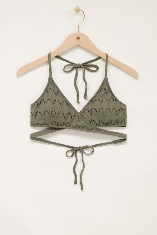Dark green boho wrap bikini top | My Jewellery