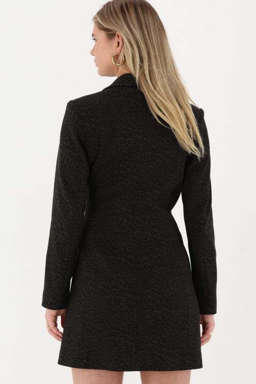 Dark green leopard print blazer dress | My Jewellery