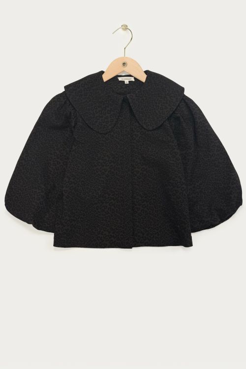 Dark green leopard print top with collar | My Jewellery