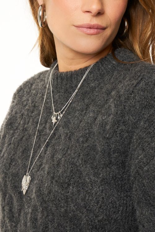 Dark grey oversized cable sweater | My Jewellery