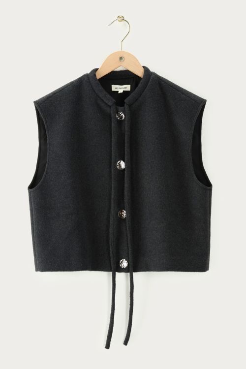 Dark grey wool  with buttons | My Jewellery