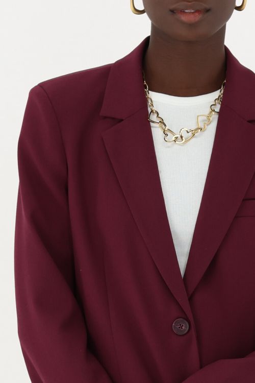 Dark red basic oversized blazer