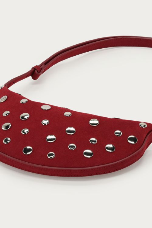Dark red crossbody bag with studs | My Jewellery