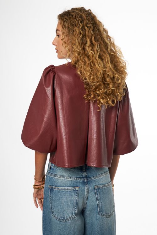 Dark red PU top with short sleeves | My Jewellery