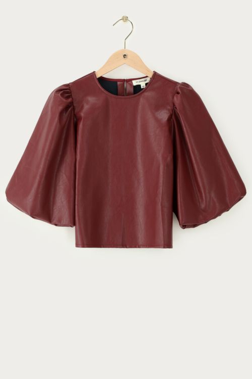 Dark red PU top with short sleeves | My Jewellery