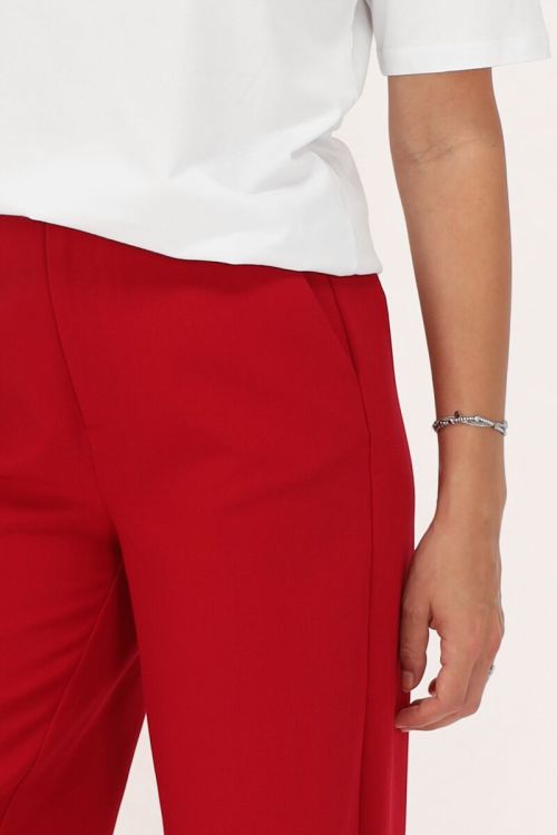 Dark red trousers with blind buttons | My Jewellery