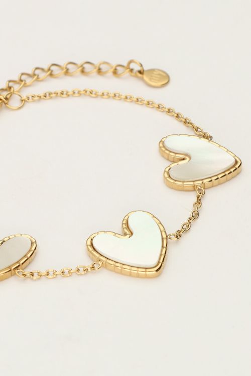 Fine bracelet with mother of pearl hearts | My Jewellery
