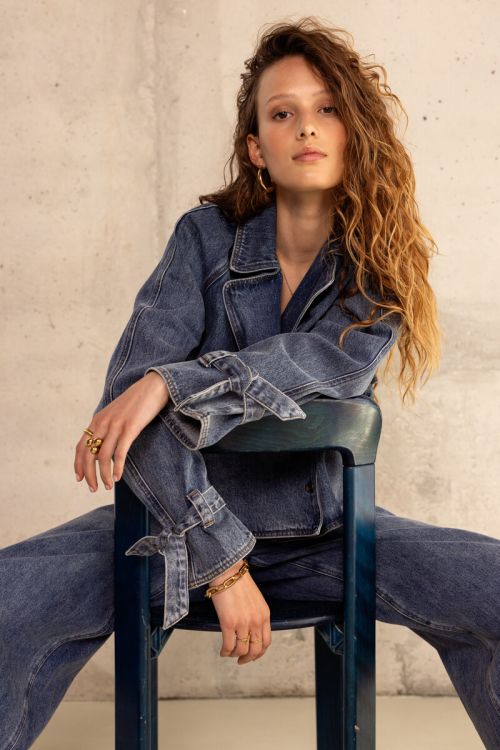 Blue denim short trench coat | My Jewellery