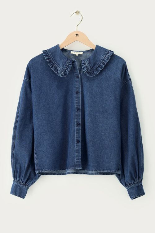 Denim blouse with collar