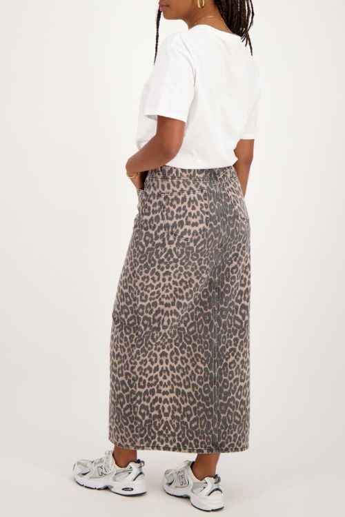 Denim midi skirt with panther print | My Jewellery