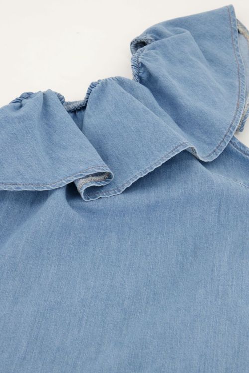 Denim one-shoulder top with ruffle | My Jewellery