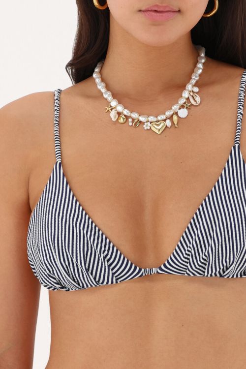 Dark blue bikini set with stripes | My Jewellery