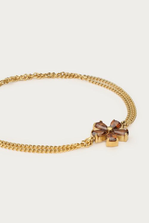 Double bracelet with brown rhinestone flower | My Jewellery