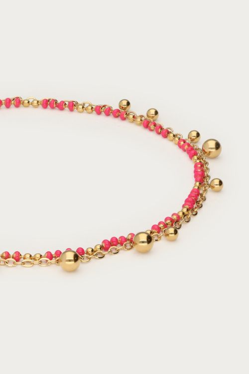 Double bracelet with pink beads & polka dots | My Jewellery