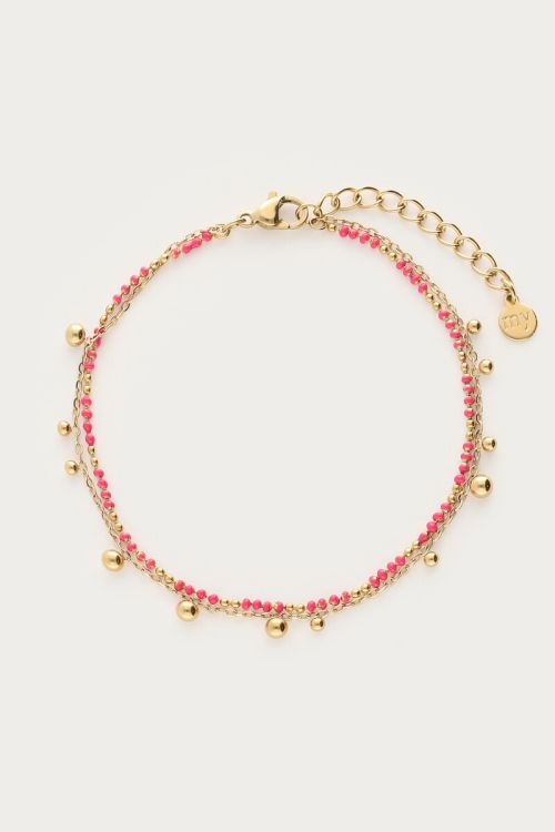 Double bracelet with pink beads & polka dots | My Jewellery