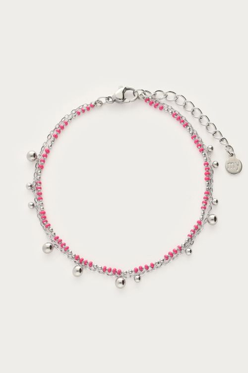 Double bracelet with pink beads & polka dots | My Jewellery