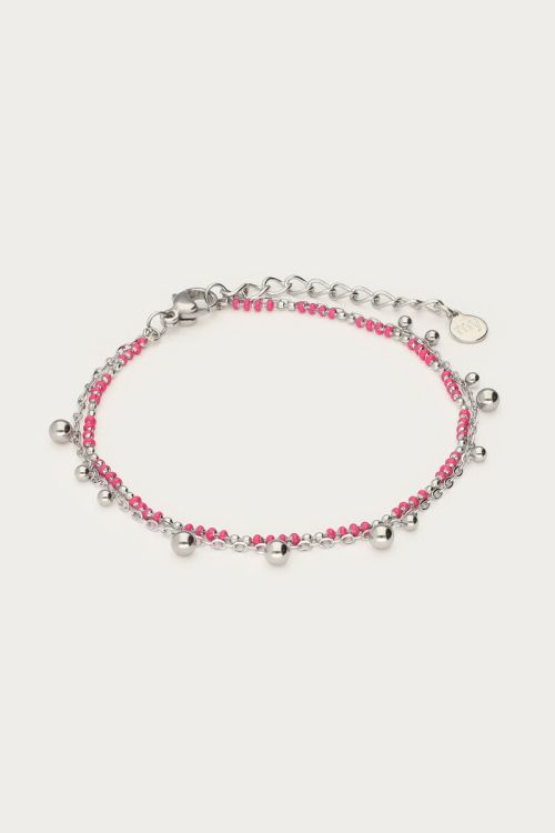 Double bracelet with pink beads & polka dots | My Jewellery
