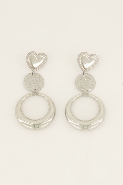 Boucles d’oreilles tendance double ronds et cœur