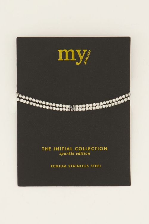 Dubbele strass armband met initial | My Jewellery