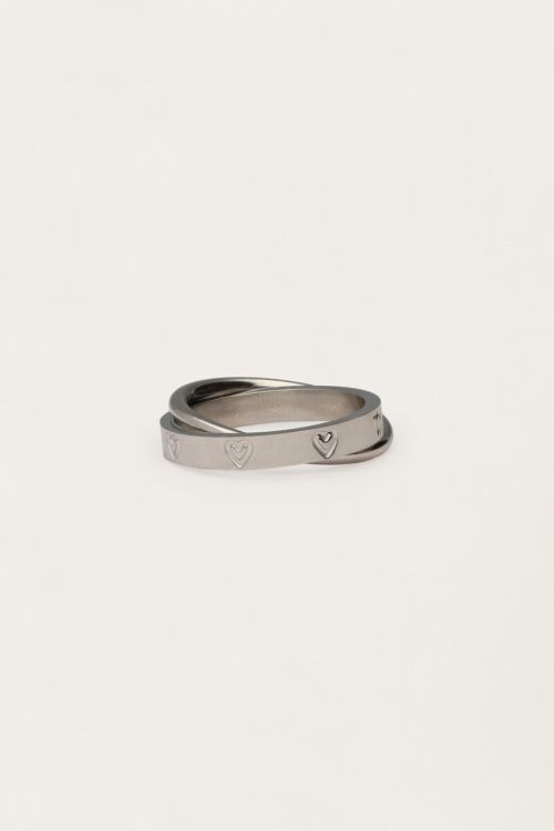Double ring with engraved hearts | My Jewellery