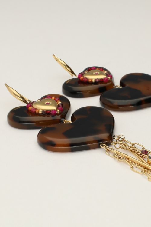 Earrings with leopard print hearts and cords | My Jewellery