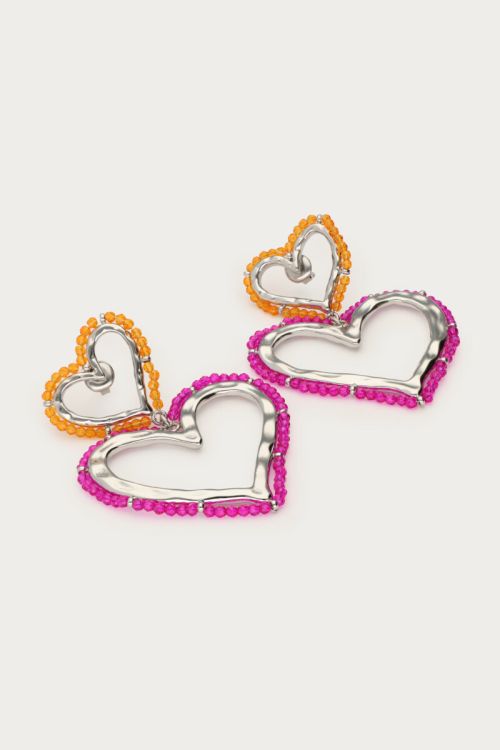 Sunrocks earring with two hearts and beads | My Jewellery