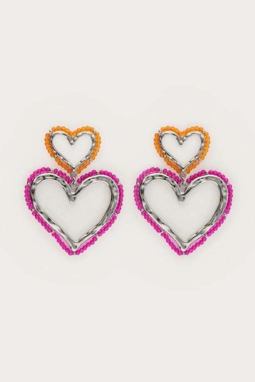 Sunrocks earring with two hearts and beads | My Jewellery