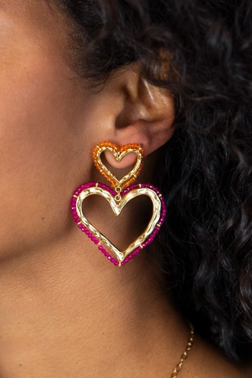 Sunrocks earring with two hearts and beads | My Jewellery