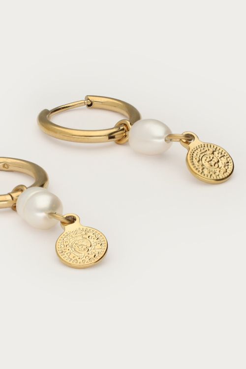 Earrings freshwater pearl and coin | My Jewellery