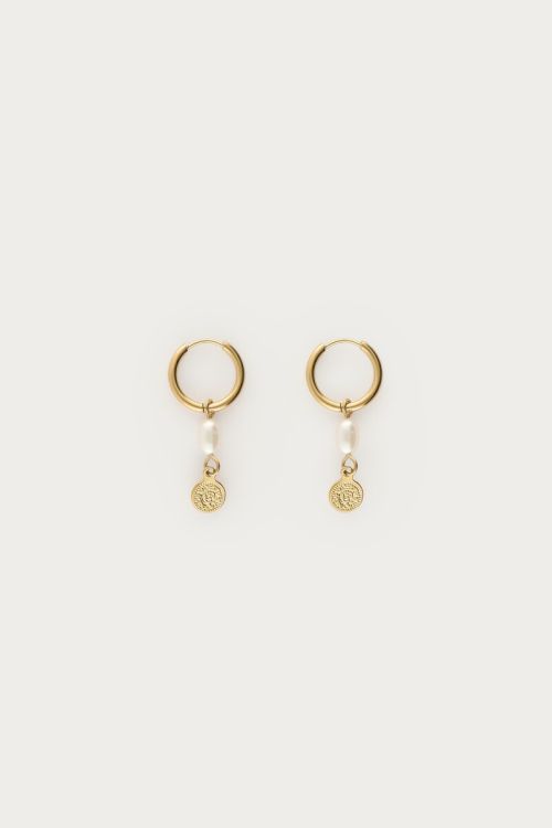 Earrings freshwater pearl and coin | My Jewellery