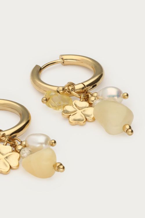 Hoop earrings with butter yellow beads & clover | My Jewellery